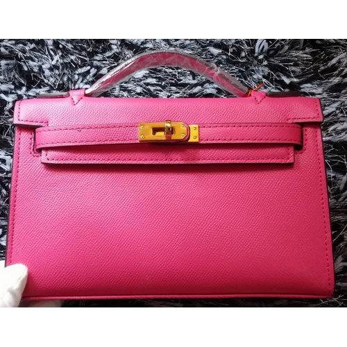 Hermes MINI Kelly 22cm Tote Bag Calf Leather K011 Rose