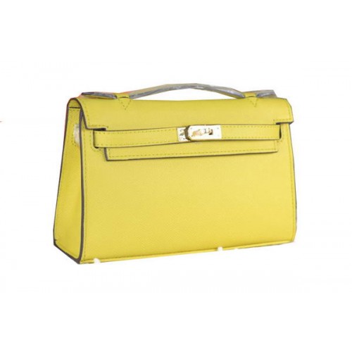 Hermes MINI Kelly 22cm Tote Bag Calfskin Leather Lemon