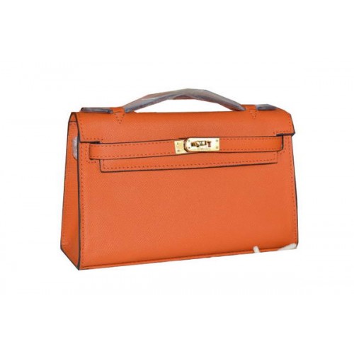 Hermes MINI Kelly 22cm Tote Bag Calfskin Leather Orange