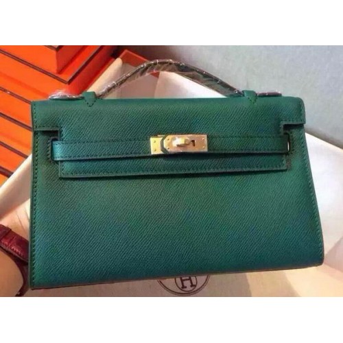 Hermes MINI Kelly 22cm Tote Bag Calfskin Leather K22 Dark Green