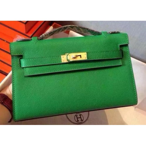 Hermes MINI Kelly 22cm Tote Bag Calfskin Leather K22 Green