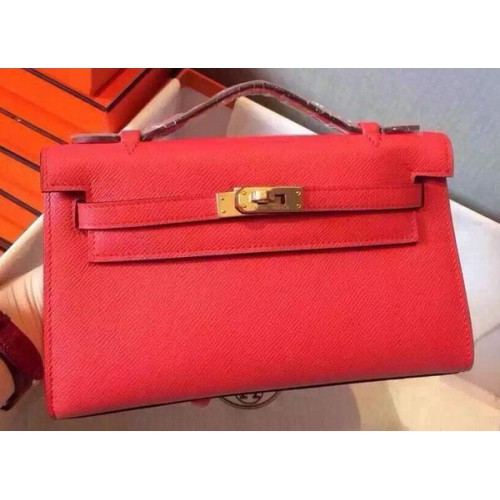 Hermes MINI Kelly 22cm Tote Bag Calfskin Leather K22 Red
