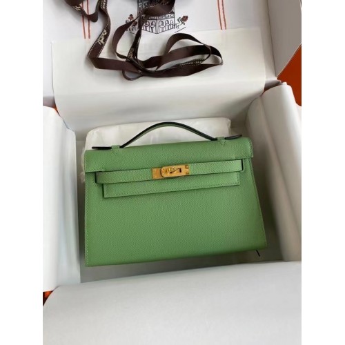 Hermes Original Epsom Leather KEL2278 green&gold-Tone Metal