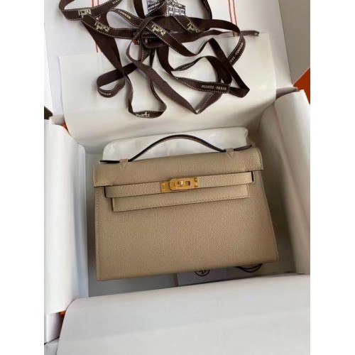 Hermes Original Epsom Leather KEL2278 grey&gold-Tone Metal