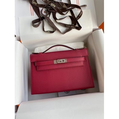 Hermes Original Epsom Leather KEL2278 purplish&Silver-Tone Metal