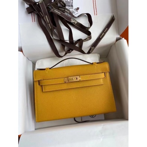 Hermes Original Epsom Leather KEL2278 yellow&gold-Tone Metal