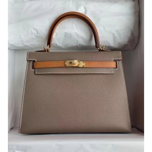 Hermes Original Epsom Leather KEL2578 grey&brown