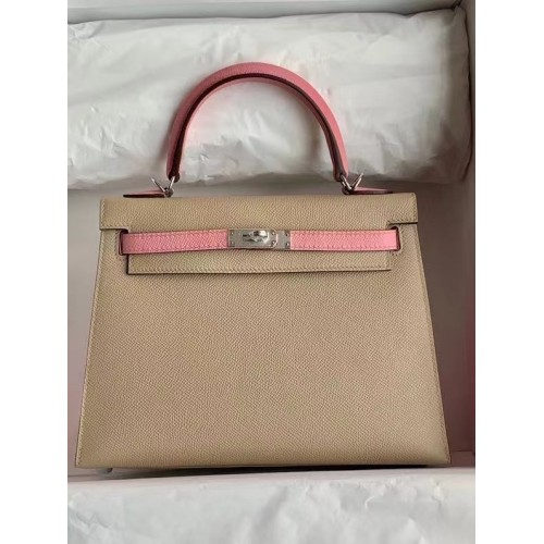 Hermes Original Epsom Leather KEL2578 light grey&pink