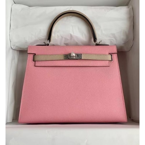 Hermes Original Epsom Leather KEL2578 pink&light grey