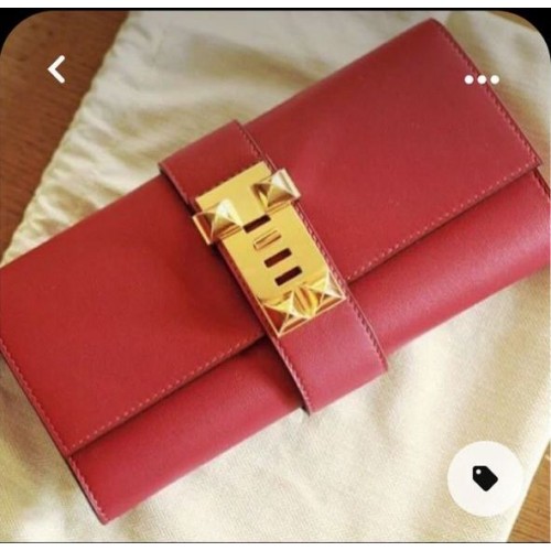 Hermes Original swift Leather Clutch 37001 Red
