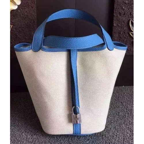 Hermes Picotin Lock 18cm Bag Canvas HPL8618T Blue