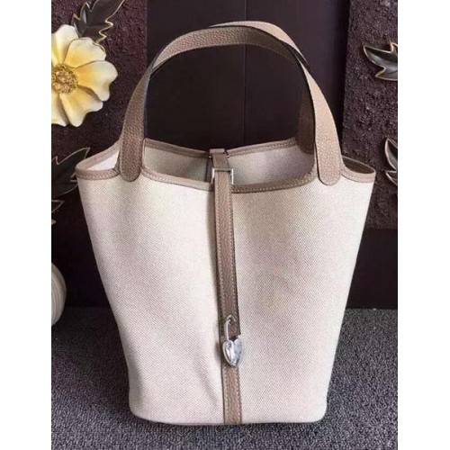 Hermes Picotin Lock 18cm Bag Canvas HPL8618T Grey