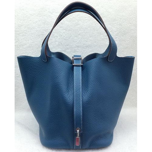 Hermes Picotin Lock 22cm Bags Litchi Leather HPL1048 Blue