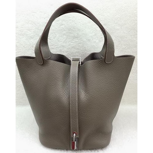 Hermes Picotin Lock 22cm Bags Litchi Leather HPL1048 Grey