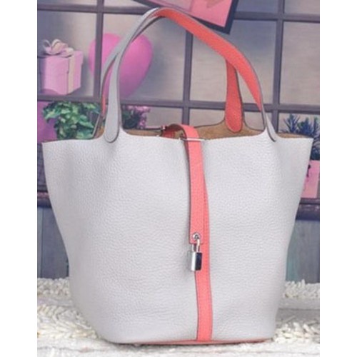 Hermes Picotin Lock 22cm Bags Litchi Leather HPL8618 White&Pink