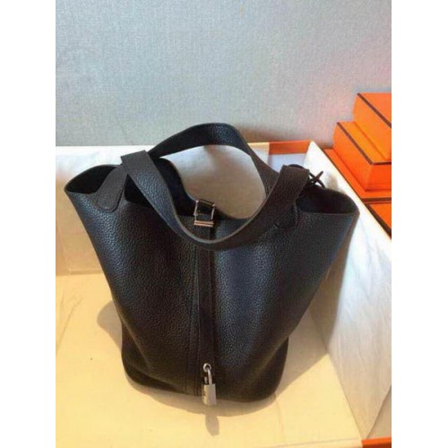 Hermes Picotin Lock 22cm Bags Litchi Leather HPT22 Black