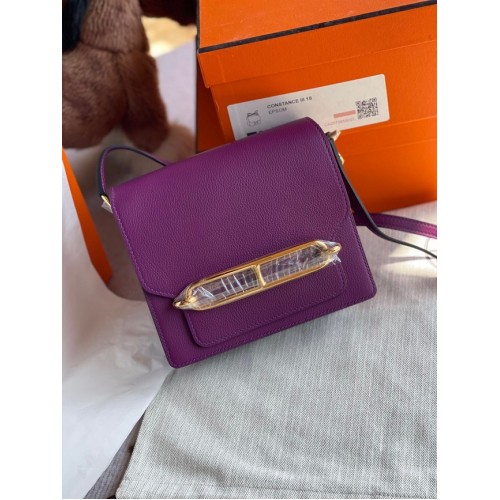 Hermes Roulis 19cm Evercolor 9D H9003 purple&Gold