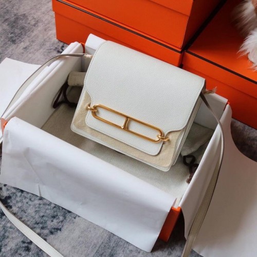Hermes Roulis 19cm Evercolor 9D H9003 white&Gold