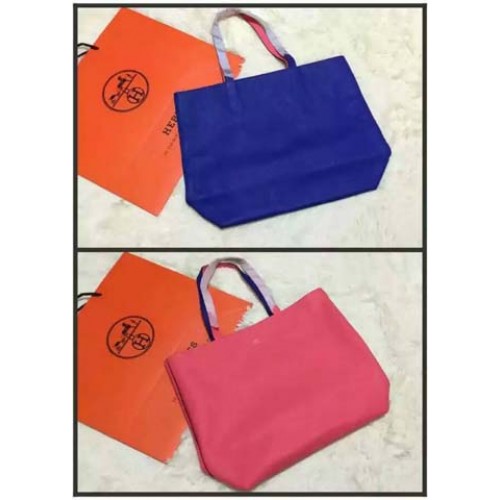 Hermes Shopper Double-Sided Bag Original Leather HS1209 Blue&Pink