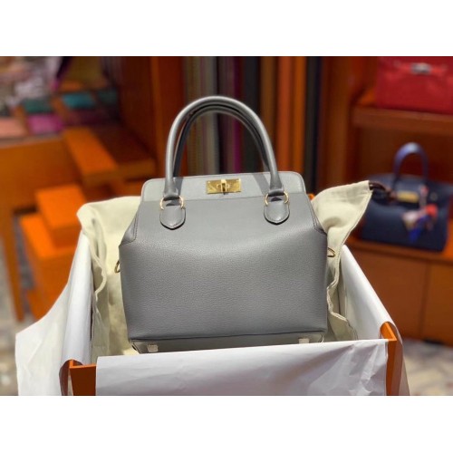 Hermes Toolbox Togo Bag Original Leather 3259 Gray