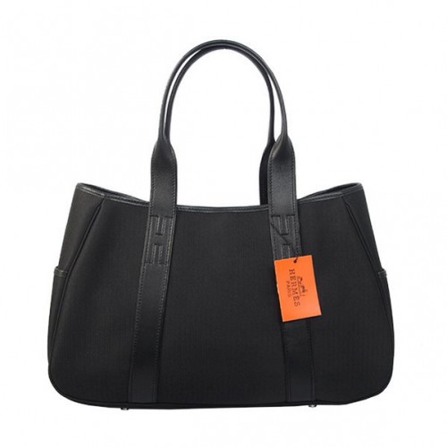 Hermes Tote Bag Canvas Leather H1035 Black