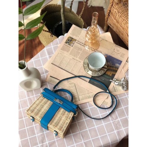 Hermes kelly picnic bag 9810 blue