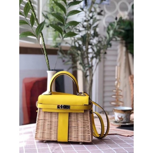 Hermes kelly picnic bag 9810 yellow