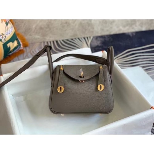 Hermes mini Lindy Original Togo Leather Bag OLD19 dark grey