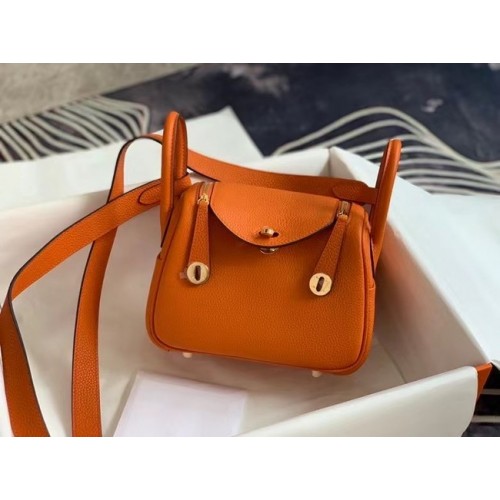 Hermes mini Lindy Original Togo Leather Bag OLD19 orange
