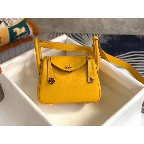 Hermes mini Lindy Original Togo Leather Bag OLD19 yellow