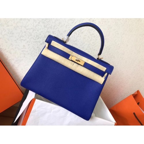 Hermes original Togo leather kelly bag KL320 blue