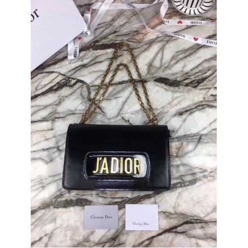 JADIOR FLAP BAG WITH CHAIN IN BLACK CALFSKIN M9000