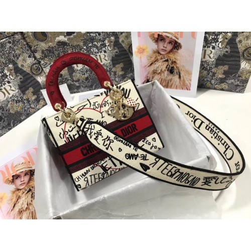 LADY DIOR DIOR TOTE EMBROIDERED CANVAS BAG 2550-2