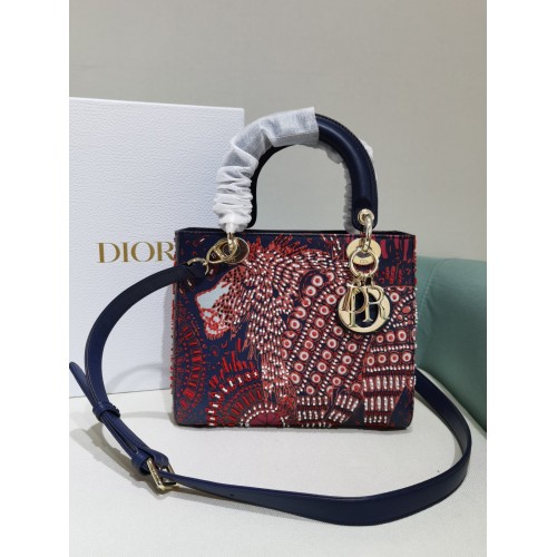 LADY DIOR DIOR TOTE EMBROIDERED CANVAS BAG 2553