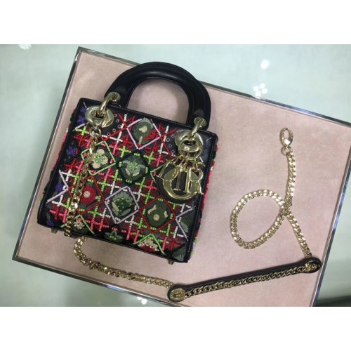 LADY DIOR embroidered cattle leather M05052