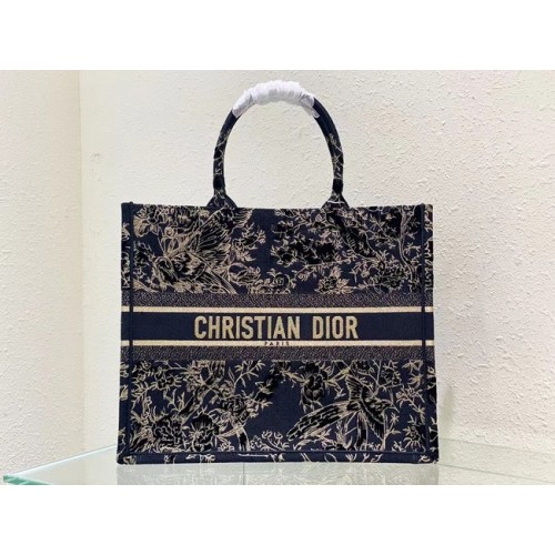 LARGE DIOR BOOK TOTE Black Dior Jardin dHiver Embroidered Cotton with Velvet and Gold-Tone Metallic Thread M1286