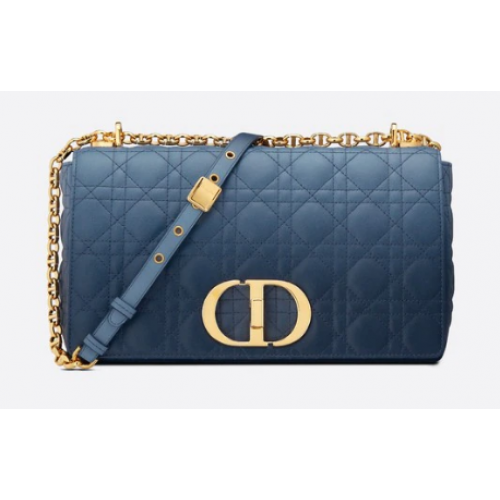LARGE DIOR CARO BAG Indigo Blue Gradient Cannage Lambskin M9243U