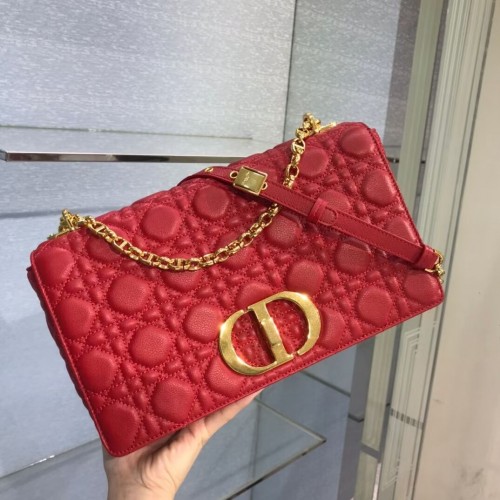 LARGE DIOR CARO BAG Soft Cannage Calfskin M9243U Red