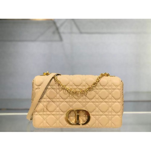 LARGE DIOR CARO BAG Soft Cannage Calfskin M9243U apricot
