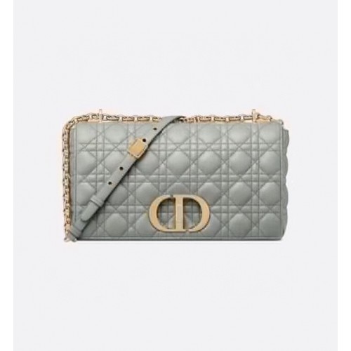 LARGE DIOR CARO BAG Soft Cannage Calfskin M9243U grey