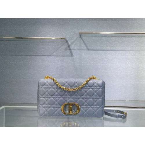LARGE DIOR CARO BAG Soft Cannage Calfskin M9243U sky blue