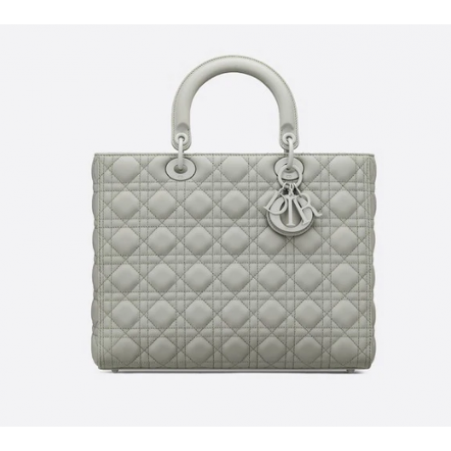 LARGE LADY DIOR BAG Gray Ultramatte Cannage Calfskin M0566SL