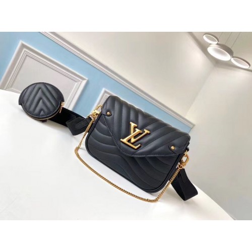 LOUIS VUITTON NEW WAVE Originl Leather Shoulder Bag M56466 Black