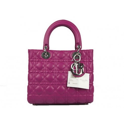 Christian Dior Lambskin Bags Lady Dior Bag CAL44550 Purple Silver