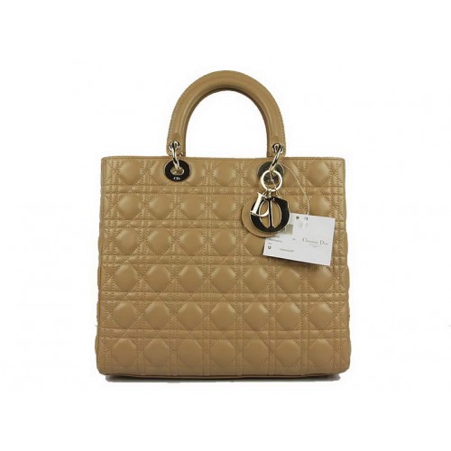 Christian Dior Lambskin Bags Large Lady Dior Bag CAL44561 Beige Golden