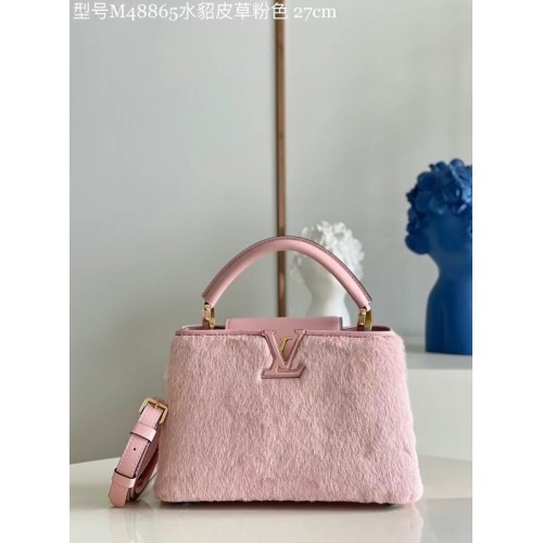 Louis Vuitton CAPUCINES BB M48865 pink Mink hair