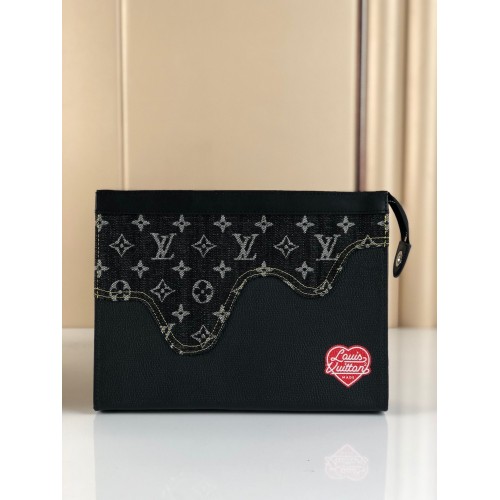 Louis Vuitton Monogram Drip Taurillon POCHETTE VOYAGE Denim M45961 Black