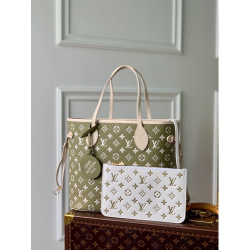 Louis Vuitton Monogram Empreinte NEVERFULL MM M46102 Green&Gray