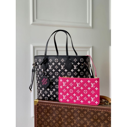 Louis Vuitton Monogram Empreinte NEVERFULL MM M46103 Black&White