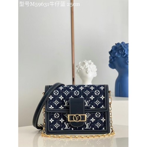Louis Vuitton Monogram denim DAUPHINE MM M59483 Navy Blue